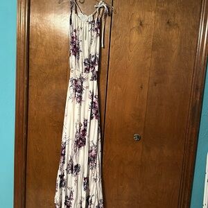 White and purple floral dress, XS